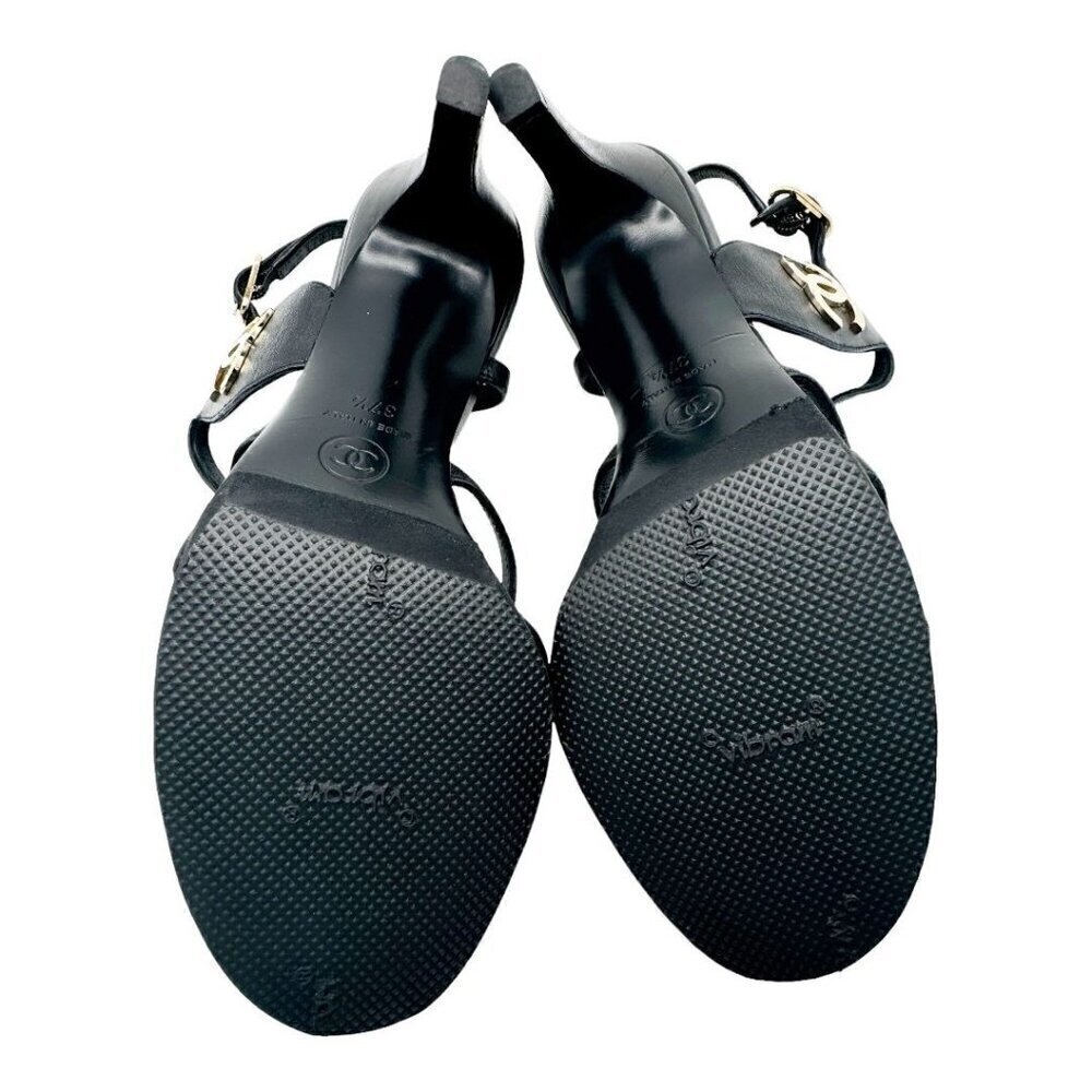 Chanel CC Logo Lambskin Slingback Sandal Heels - Picture 9 of 13